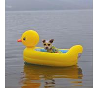 Dailify Rampe d'eau pour Chien Matelas Flottant Jaune pour Chien avec Pompe, Extérieur Bateau Gonflable pour Petit Chien pour Piscine Lac Rivière, Plateforme Flottante Portable pour Chiot