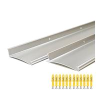 DAILISEN Lot de 2 capuchons anti-goutte en aluminium pour porte extérieure et fenêtre, 110 cm, clignotant, déflecteur, inverseur, anodisé, argenté