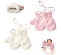 DAILJMON Children's Mittens Gloves- 2 Pairs Full Finger of Winter Gloves 3 to 7 Years Kids - Thermal with Rope, Thick Warm for Boys Girls Gift