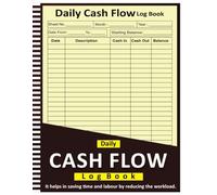 Daily Cash Flow Log Book: Petty Cash Log Book for Tracking Money, Financial Journal for Cash In and Cash Out, Large Ledger Book for Business - 8.5" x 11" 100+ Pages