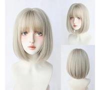 Daily Date Perruques synthétiques courtes et droites pour femmes, perruques de couleur lin avec frange, cosplay, fête, faux cheveux résistants à la chaleur-D-121-1
