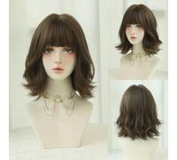 Daily Date Perruques synthétiques courtes et droites pour femmes, perruques de couleur lin avec frange, cosplay, fête, faux cheveux résistants à la chaleur-D-131-1