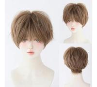 Daily Date Perruques synthétiques courtes et droites pour femmes, perruques de couleur lin avec frange, cosplay, fête, faux cheveux résistants à la chaleur-D-128-3