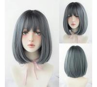 Daily Date Perruques synthétiques courtes et droites pour femmes, perruques de couleur lin avec frange, cosplay, fête, faux cheveux résistants à la chaleur-D3111-3