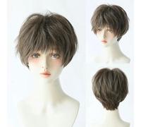 Daily Date Perruques synthétiques courtes et droites pour femmes, perruques de couleur lin avec frange, cosplay, fête, faux cheveux résistants à la chaleur-D-128-2