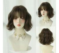 Daily Date Perruques synthétiques courtes et droites pour femmes, perruques de couleur lin avec frange, cosplay, fête, faux cheveux résistants à la chaleur-D-134-1