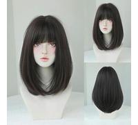 Daily Date Perruques synthétiques courtes et droites pour femmes, perruques de couleur lin avec frange, cosplay, fête, faux cheveux résistants à la chaleur-D-132-2