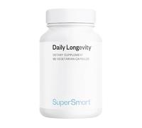 Daily Longevity - Complément Alimentaire Anti-Âge Tout-En-Un - Énergie et Longévité Cellulaire - PQQ, CoQ10, NAC, Quercétine, Fisétine, Trans-Resvératrol - 180 Gélules Véganes - SuperSmart