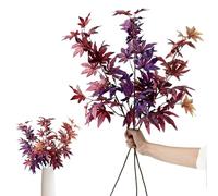 Daily Treasures 3PCS Branches Artificielles de Feuilles d'Érable à Longues Tiges 83cm, Fausses Feuilles d'automne pour Décorations d'halloween et d'automne, Festival (Dégradé Mixte Violet)