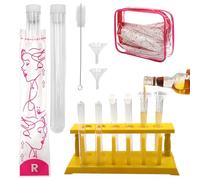 Daily Treasures Lot de 65 flacons d'alcool discrets de style tampon, 20 flacons réutilisables (15 ml) et 40 emballages de tampons, 1 égouttoir à 6 emplacements, un étui transparent et 2 entonnoirs