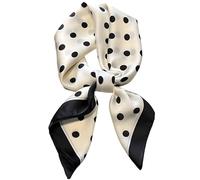 Dailyacc Bandanas à cheveux pour femme léger et tendance en satin de soie pour dormir sacs à main écharpe, 9 pois blancs/69,8 x 69,8 cm, 27.5 × 27.5inch
