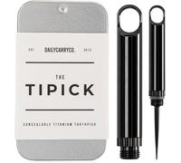 DAILYCARRYCO. TiPick Porte-cure-dents en titane - Cure-dents de voyage portable en métal - Micro cure-dents EDC réutilisable - Compact et pratique - Transport en déplacement - Construction en titane