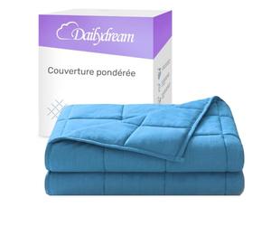 Dailydream Couverture Lestée Adulte | thérapeutique | 135x200 cm | 6 kg | Bleu | 100% Coton | avec Perles de Verre | Couette pondérée | apaisante et relaxante | Poids corporel 53-65 kg