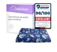 Dailydream Couverture Lestée Enfant | thérapeutique | 104x150 cm | 3,2 kg | Motif Espace | 100% Coton | avec Perles de Verre | Couette pondérée | apaisante et relaxante | Poids corporel 35-55 kg