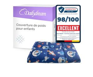 Dailydream Couverture Lestée Enfant | thérapeutique | 104x150 cm | 3,2 kg | Motif Espace | 100% Coton | avec Perles de Verre | Couette pondérée | apaisante et relaxante | Poids corporel 35-55 kg