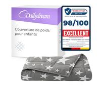 Dailydream Couverture Lestée Enfant | thérapeutique | 104x150 cm | 3,2 kg | Motif étoiles | 100% Coton | avec Perles de Verre | Couette pondérée | apaisante et relaxante | Poids corporel 35-55 kg