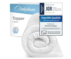 Dailydream Surmatelas 100 x 200 cm, Mousse de Confort, 4 cm épaisseur, «Edition 7-Zones, Model S/M », pour Matelas, canapé ou lit de Camp, sur-Matelas pour Adulte, Memory Foam Mattress Topper