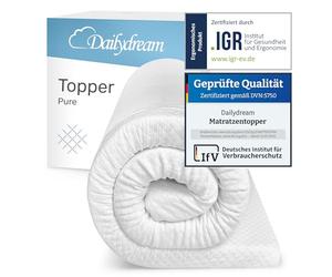 Dailydream Surmatelas 90 x 190 cm, Mémoire de Forme, 3,5 cm épaisseur, «Edition Pure, Model S », pour Matelas, canapé ou lit de Camp, sur-Matelas pour Adulte, Memory Foam Mattress Topper