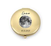 Dailygems Miroir de Poche Personnalisé Petit Miroir Portable avec Nom et Date Mini Miroir de Maquillage Rond Cadeaux personnalisés Saint-Valentin Noël Anniversaire (Or)