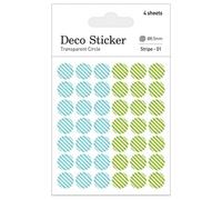 Dailylike Autocollants papier à rayures rondes 01 en feuilles diam. 8,5mm.