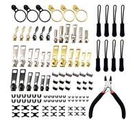 DailyTreasures 117pcs Zip Repair Kit avec pince à fermeture à glissière,3tailles (# 3/5/8) Fermeture à glissière Repair Kit de remplacement,curseurs de fermeture à glissière invisibles(noir/argent/or)