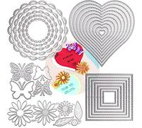 DailyTreasures 5 Set Pochoir de Matrices de Découpe, 32Pcs Moules de Modèle en Métal Outils de Gaufrage Multi-formes Bricolage pour Album Scrapbooking Art Décor et Fabrication de Cartes