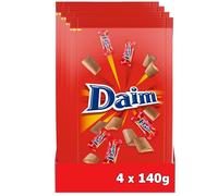Daim - Bonbons Chocolat au Lait et Éclats de Caramel Croquant - 4x140g | 4 Sachets de 140g | Mini bonbons au chocolat au lait avec cœur de caramel croquant et amandes | Idéal pour une pause
