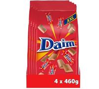 Daim - Bonbons Chocolat au Lait et Éclats de Caramel Croquant - 4x460g | 4 Sachets de 460g | Mini bonbons au chocolat au lait avec cœur caramel croquant en emballages individuels