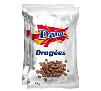 DAIM - Dragées au Chocolat au Lait et Caramel Fondant - Idéal pour Desserts et Glaces - Format Familial - Lot de 2 Sachets de 1 kg