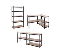 DAIMANN Étagère métallique Garage modulaire - Étagères en métal avec 5 étagères, Effet Bois, Gain de Place pour Cave, Bureau et entrepôt