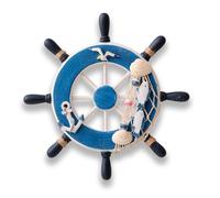 Daimay Décorations nautiques miniatures en résine - Mini gouvernail de bord de mer - Décor de paysage pour aquarium, terrariums et jardins miniatures - Bleu