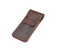 Daimay Étui à stylo en cuir Fontaine à la main Pochette multi stylos Cuir de cheval fou Housse de protection pour stylo Grand - Marron