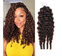 Daimer #4 Miracle Knot Burmese Curly Crochet Human Hair 22 Inch 1 Pack 50g | Color 4 Brown Pre-Separated Feather Crochet Hair Extensions Natural Curly Invisible String Human Crochet Hair for Women