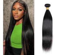 DaiMer Bundles de cheveux humains raides 1 paquet de cheveux humains raides brésiliens raides 1 extension de cheveux humains raides 45,7 cm pour femme noire