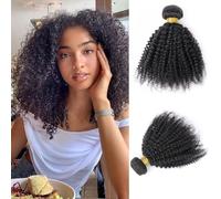 DaiMer Cheveux Vierges Non Transformés Afro Bouclés 4B 4C Extensions De Cheveux Un Paquet De Cheveux Armure De Cheveux Humains Afro Kinkys Faisceaux De Cheveux Bouclés Couleur Naturelle (16 Pouces)