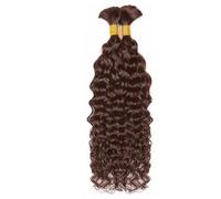 DaiMer Extension capillaire en cheveux humains ondulés pour tresses Boho - Cheveux brésiliens ondulés sans weft - Extension de cheveux humains marron DaiMer pour tresses Boho 4#, 61 cm 2 paquets de