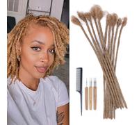 DaiMer Extensions de dreadlocks en cheveux humains de 30,5 cm - 10 mèches - Locs de 0,6 cm - Extensions permanentes faites à la main - Extensions de dreadlocks pour hommes/femmes/enfants - 30 couleurs