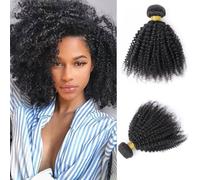 DaiMer Faisceaux De Cheveux Humains pour Femmes Noires Mongol Afro Kinky Bouclés Extension De Cheveux Humains Bundle Non Traité Cheveux Armure Double Trame Gros Cheveux Couleur Naturelle 10 pouces