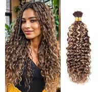 DaiMer Human Braiding Hair Ombre Braiding Hair 2 Bundles/Pack 100g Water Wave Bulk Honey Blonde Braiding Hair Highlight Water Wave Bulk Human Hair Braiding Hair for Boho Braids (P4/27-16Inch)