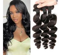 DaiMer Mèches de cheveux brésiliens vierges ondulées 100% cheveux humains vierges non traités 22 24 26 Mèches de cheveux ondulées brésiliens Mèches de cheveux naturels de couleur noire