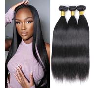 DaiMer Mèches de Cheveux Humains Brésiliens Raides 18 20 22 - 3 Lots Vierges Non Traités 100% Remy