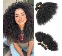 DaiMer Mongol 4B 4C Afro Kinky Curly 100% Cheveux Humains 3 Faisceaux Non Transformés Vierge Cheveux Armure Double Trame Gros Cheveux pour Femmes Africaines Couleur Naturelle (14/14/14 Pouces)
