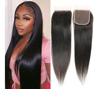 DaiMer Straight Lace Closure Human Hair 10 Inch 4x4 Lace Closure 100% Brazilian Virgin Human Hair Pre Plucked with Baby Hair Free Part