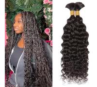 DaiMer Water Wave Braiding Hair For Braids Water Wave Bulk Human Hair for Boho Braids 100% Unprocessed Brazilian Bulk Human Hair for Braiding No Weft Natural Color 16inch 2 Bundles 100g (1Pack-2PCS)