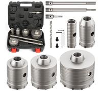 DAIMIT Kit de Trépan à Béton 16 Pièces avec 2 Mèches et Mandrin SDS Plus & Max, Ensemble de Trépans pour Perçage de Murs en Béton, Ciment, Briques et Pierre, Tailles du Kit 30 40 68 82 100 mm
