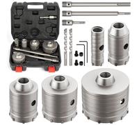 DAIMIT Kit de Trépan à Béton 16 Pièces avec 2 Mèches et Mandrin SDS Plus & Max, Ensemble de Trépans pour Perçage de Murs en Béton, Ciment, Briques et Pierre, Tailles du Kit 30 40 68 82 100 mm