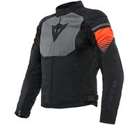 Dainese - Air Fast Tex Jacket, Veste De Moto D'Été, Tissu Quickdry, Protections Souples Aux Épaules Et Aux Coudes, Veste Moto Pour Hommes, Noir/Gris/Rouge Fluo, 60