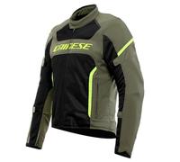 DAINESE - Air Frame 3 Tex Jacket, Veste de Moto d'été en Tissu avec Doublure Coupe-Vent, Homme, Army Green/Black/Fluo Yellow, 44