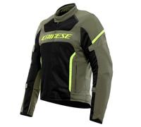 DAINESE - Air Frame 3 Tex Jacket, Veste de Moto d'été en Tissu avec Doublure Coupe-Vent, Vert armée/Noir/Jaune fluo, 44