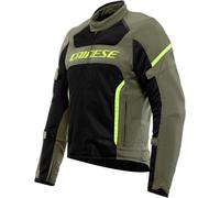 DAINESE - Air Frame 3 Tex Jacket, Veste de Moto d'été en Tissu avec Doublure Coupe-Vent, Homme, Army Green/Black/Fluo Yellow, 46